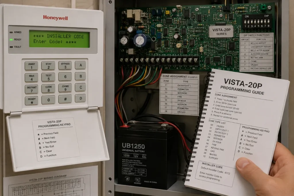 Navigating the hexadecimal data fields using a Honeywell Vista 20P Programming Guide